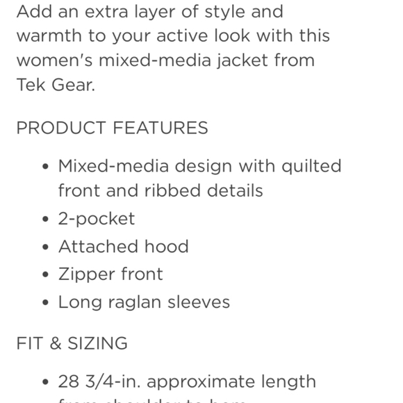 NWT* WHITE MIXED-MEDIA JACKET FROM TEK GEAR 2X - Picture 6 of 6